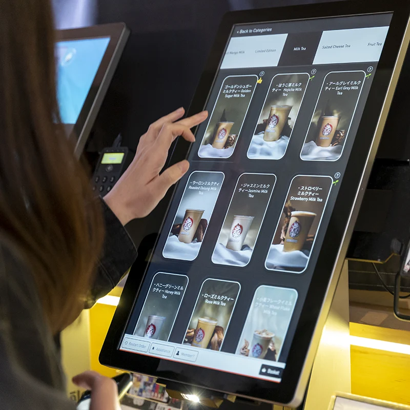 bubble tea interface on self serve kiosk