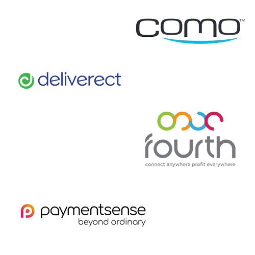 Como, Deliverect, Fourth and Paymentsense Logos
