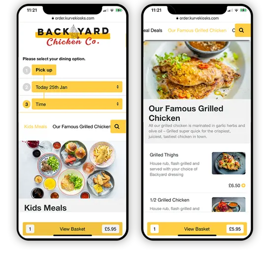 Kurve's and Backyard Chicken's Mobile Order App
